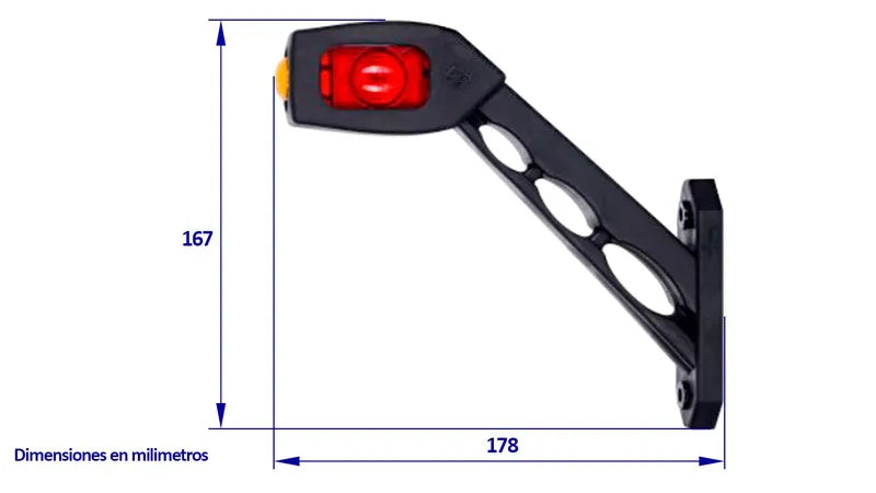 Piloto lateral trasero Led brazo inclinado Largo