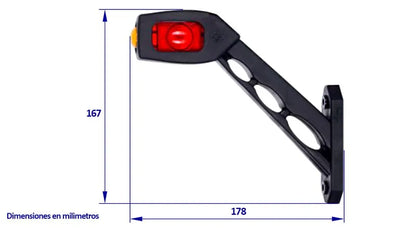 Piloto lateral trasero Led brazo inclinado Largo